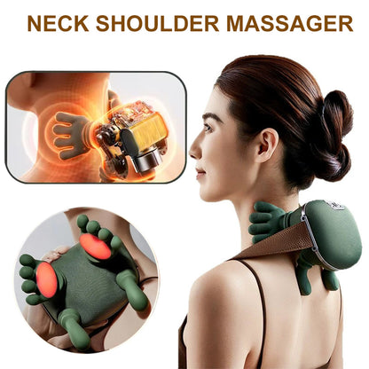 4D Cordless Neck and Shoulder Massager with Heat - Wireless Deep Kneading Massage Pillow